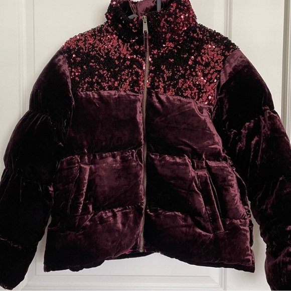 Anthropologie Maeve Vera Sequined Velvet Puffer Jacket - Picture 4 of 4